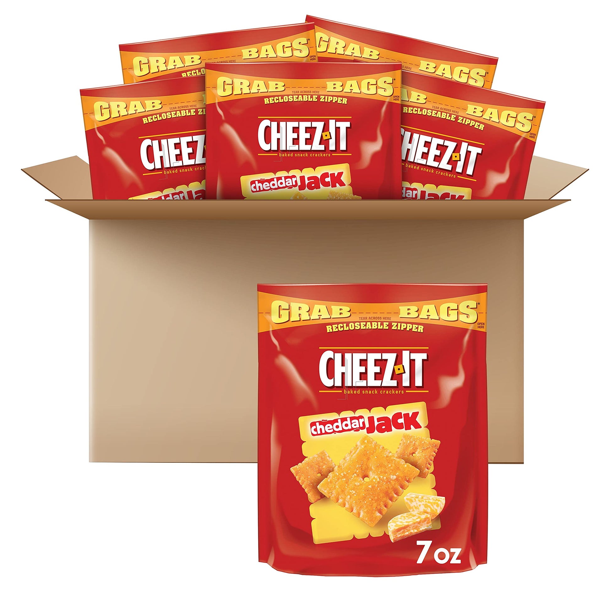Cheez-It Baked Snack Cheese Crackers Cheddar Jack 7oz Pack of 6