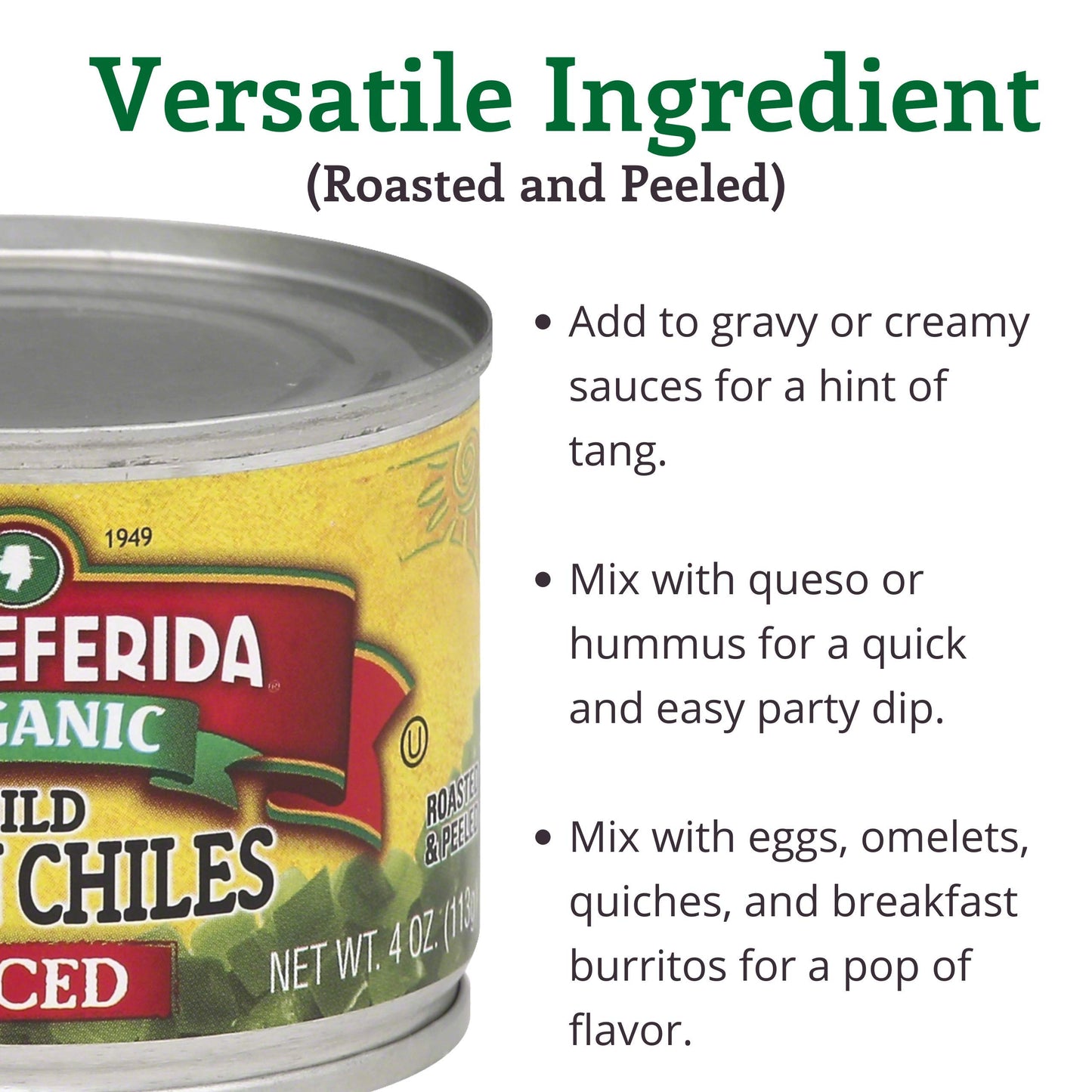 La Preferida Organic Green Chiles, Mild-Diced, 4 oz (Pack - 1)