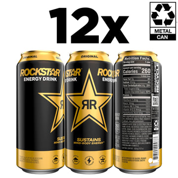 Rockstar Original Energy Drink, 16 Fl Oz, Pack of 12