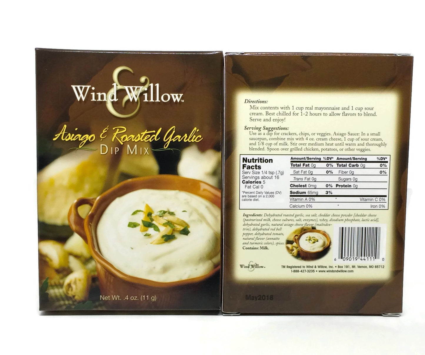 Wind & Willow Dip Mix 4 Flavor Variety Bundle: Cheesy Bacon, Roasted Red Pepper, Asagio And Roasted Garlic, And Fiesta Ranchero