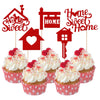 Rsstarxi 30 Pack Sweet Home Cupcake Toppers Key Housewarming Cupcake Picks Housewarming Party Decorations For Welcome New Home House Warming Party Cake Decorations Red
