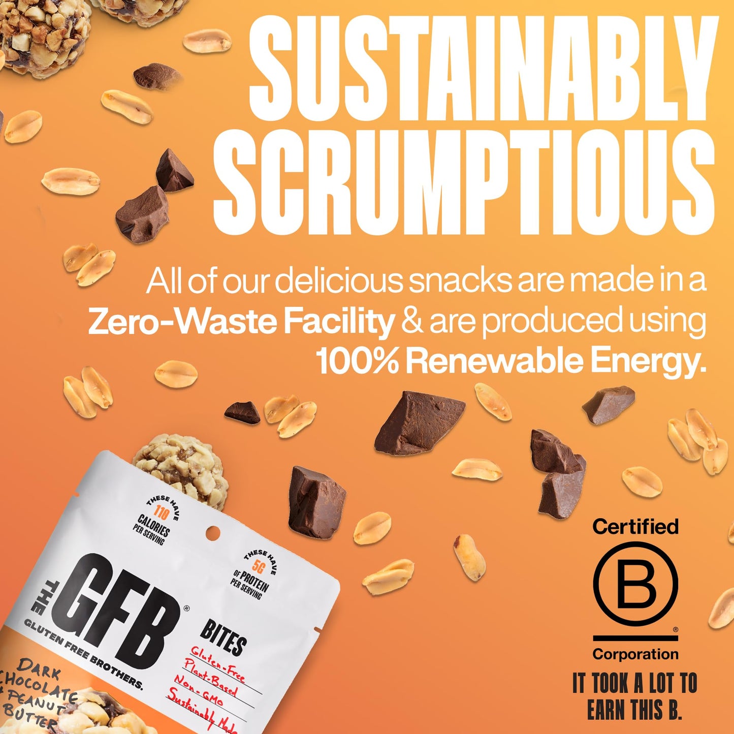 The Gluten Free Brothers Dark Chocolate Peanut Butter Bites - Gluten Free Protein Balls - Non GMO, Soy Free, Vegan - Snack Size