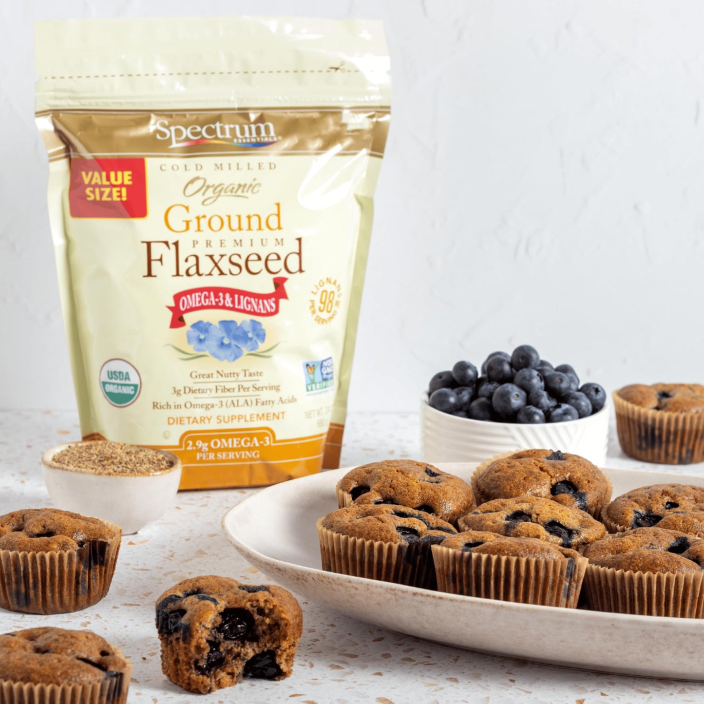 Spectspirit-inspired flavor Essentials Organic Ground Flaxseed, Gluten Free, 24 Oz, Pack of 1