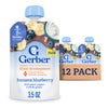 Gerber Toddler Food, Banana Blueberry, Fruit Puree, Yogurt & Whole Grains Pouches, Iron & Choline Helps Support Brain Developmen