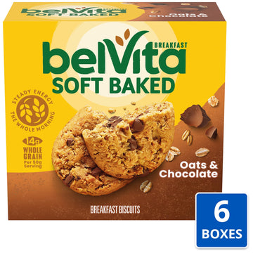 Belvita Soft Baked Oats & Chocolate Breakfast Biscuits, 6 Boxes Of 5 Packs (1 Biscuit Per Pack)