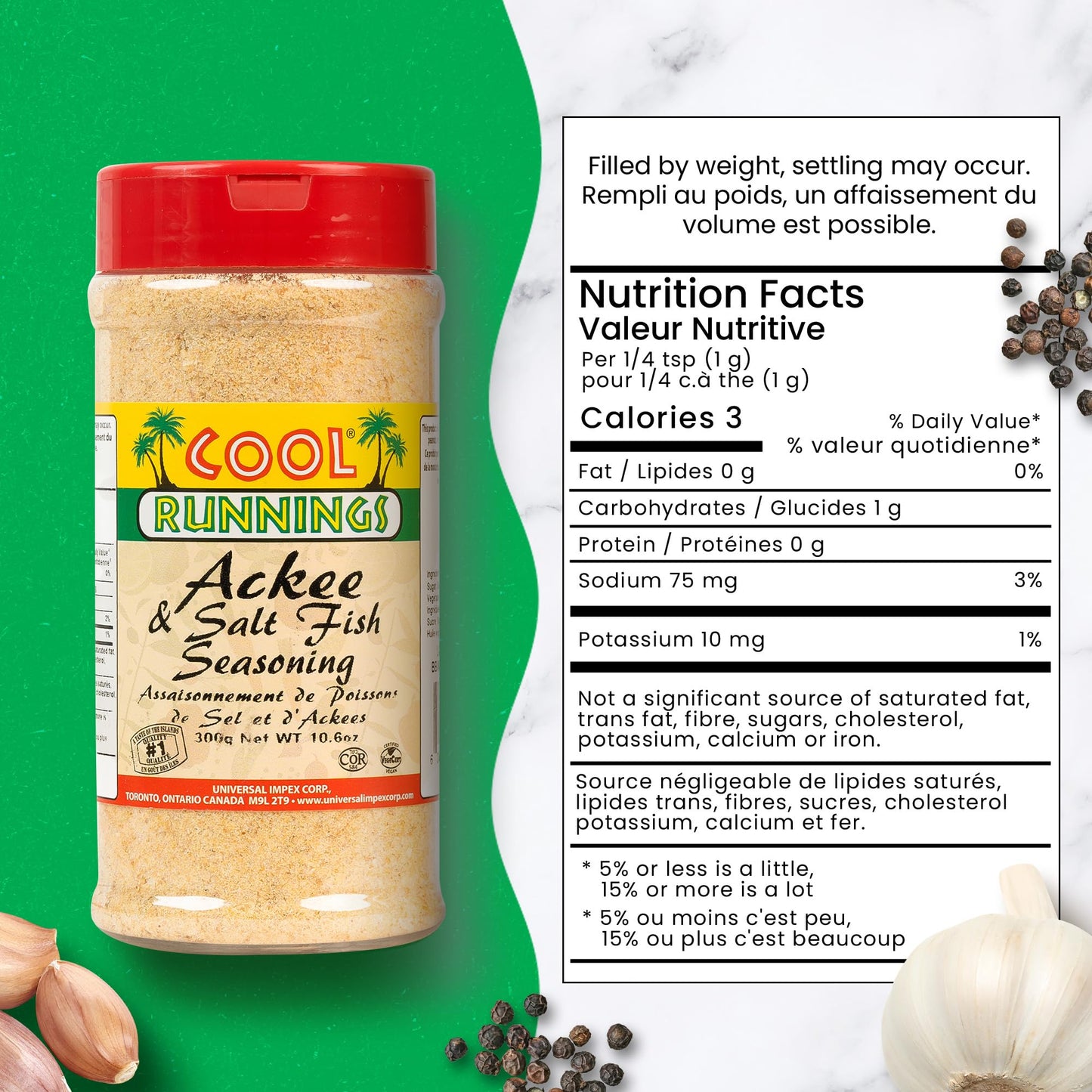Cool Runnings USA Ackee & Saltfish Seasoning 300g - Perfect Caribbean Blend for Authentic Jamaican Breakfast and Brunch Dishes,