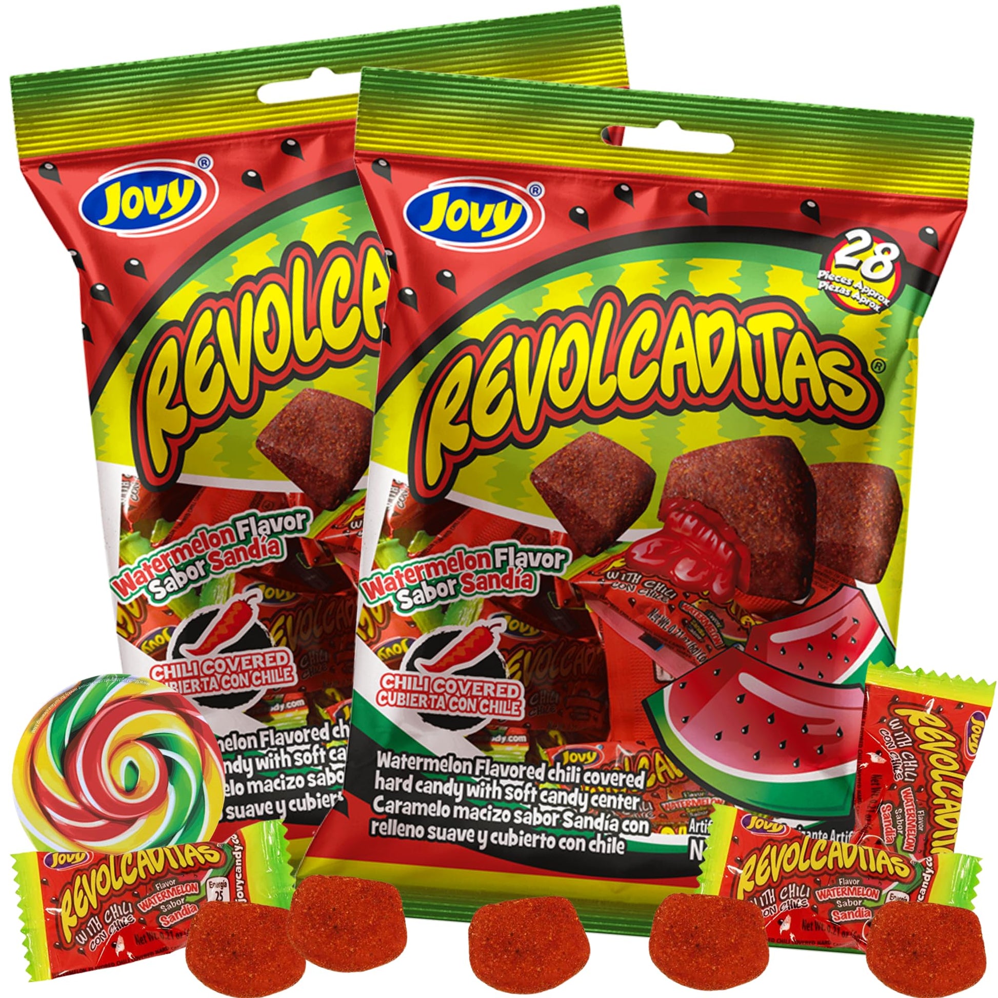 Sweet And Spicy Hard Candies Covered In Chili Powder, Watermelon Flavored Individually Wrapped Mexican Candies For Sharing, Pina