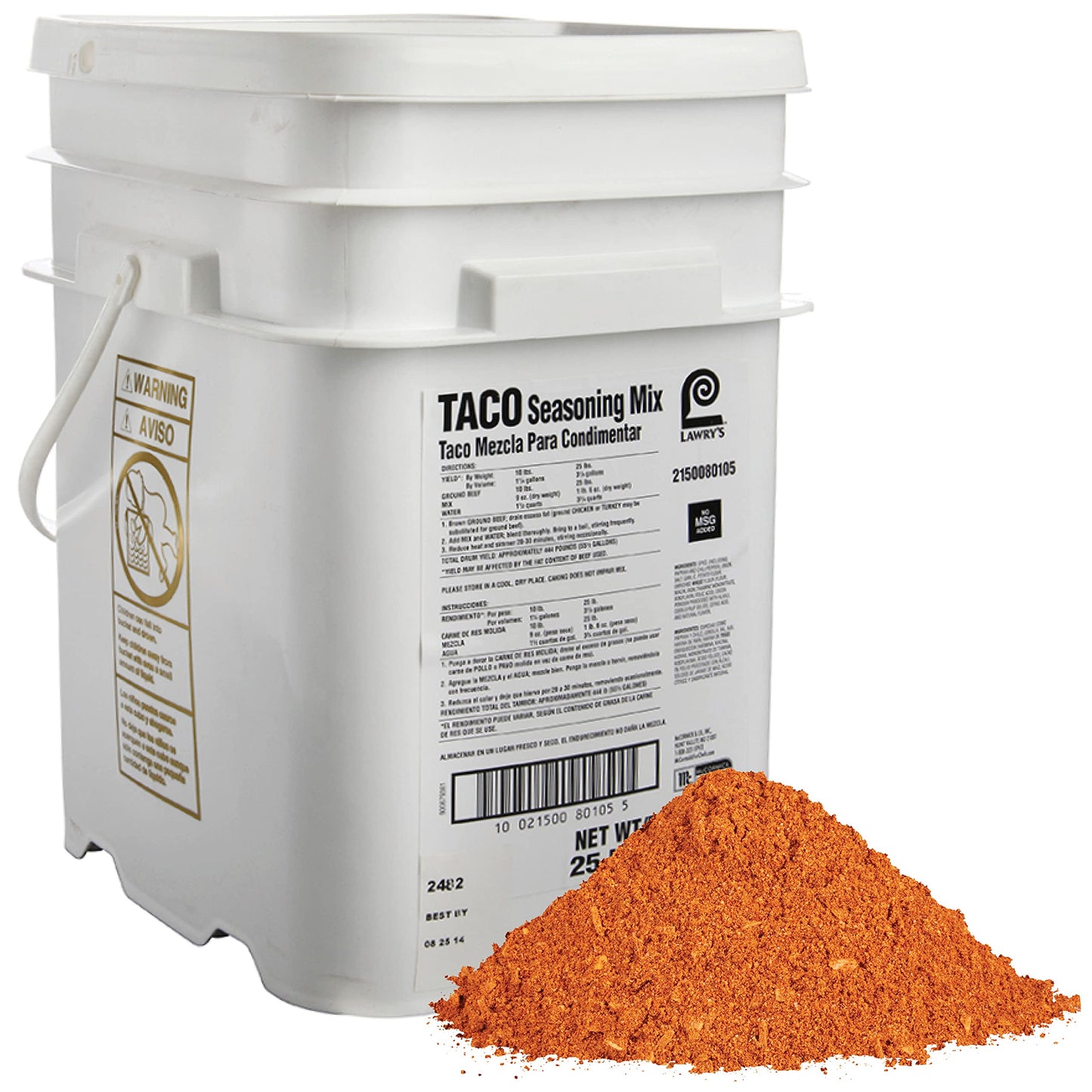 Lawrys Taco Seasoning Mix, 25 lb - One 25 Pound Pail of Bulk Taco Mix Seasoning, Perfect for Back-of-House Use for Seasoning Ch