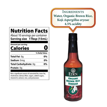 Eden Organic Brown Rice Vinegar, 10 Fl Oz Amber Glass, Imported