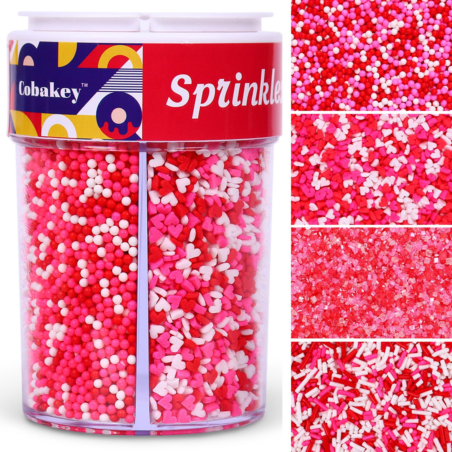 Heart Sprinkles Valentines Day Edible Sprinkle Mix Heart Shapes Pink Red Jimmies Sanding Sugar Perfect for Cake Decorations Baki