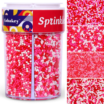 Heart Sprinkles Valentines Day Edible Sprinkle Mix Heart Shapes Pink Red Jimmies Sanding Sugar Perfect for Cake Decorations Baki