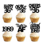 18pcs Black Glitter Happy 36th Dessert Cupcake Topper Pick for Funny Legend Since 1989 Theme Decor Supplies Men Women Happy 36 B