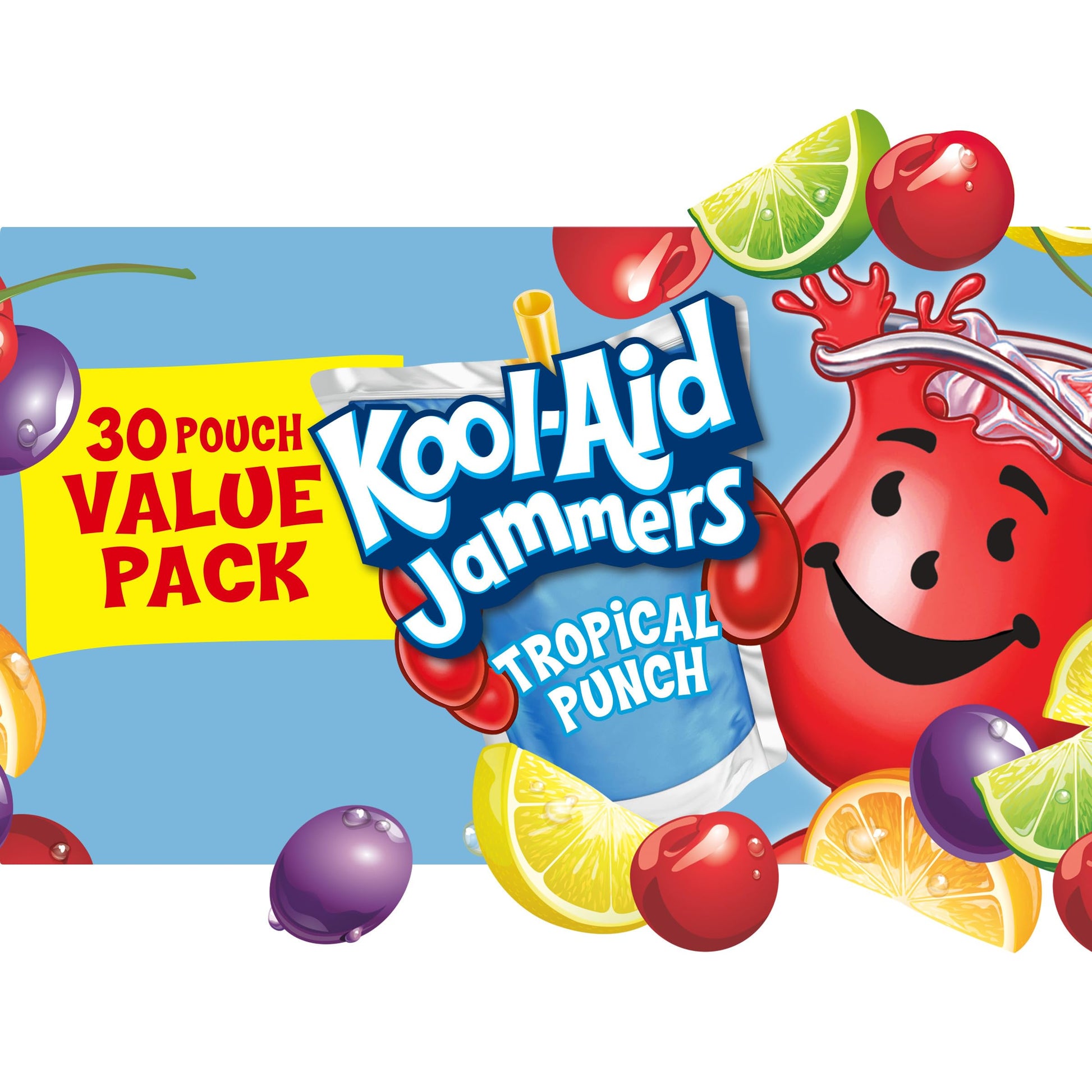 Kool-Aid Jammers Tropical Punch Drink Value Pack, 30 Pouches, 6 fl oz Each, Natural Color, Model 00043000063712