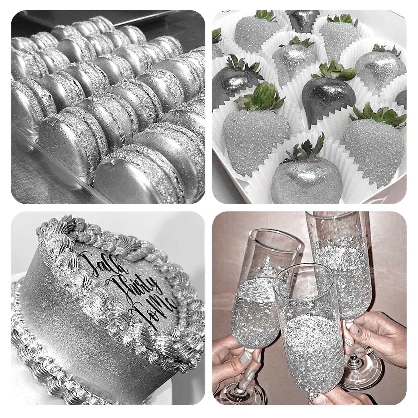 Silver Edible Glitter Spray - 10G Edible Silver Glitter For Cakes Food Grade Metallic Shimmer Powder Cake Sprinkles For Cookie D