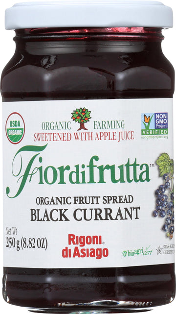 Rigoni Di Asiago Fiordifrutta Organic Fruit Spread, Black Currant, 8.82 Ounce