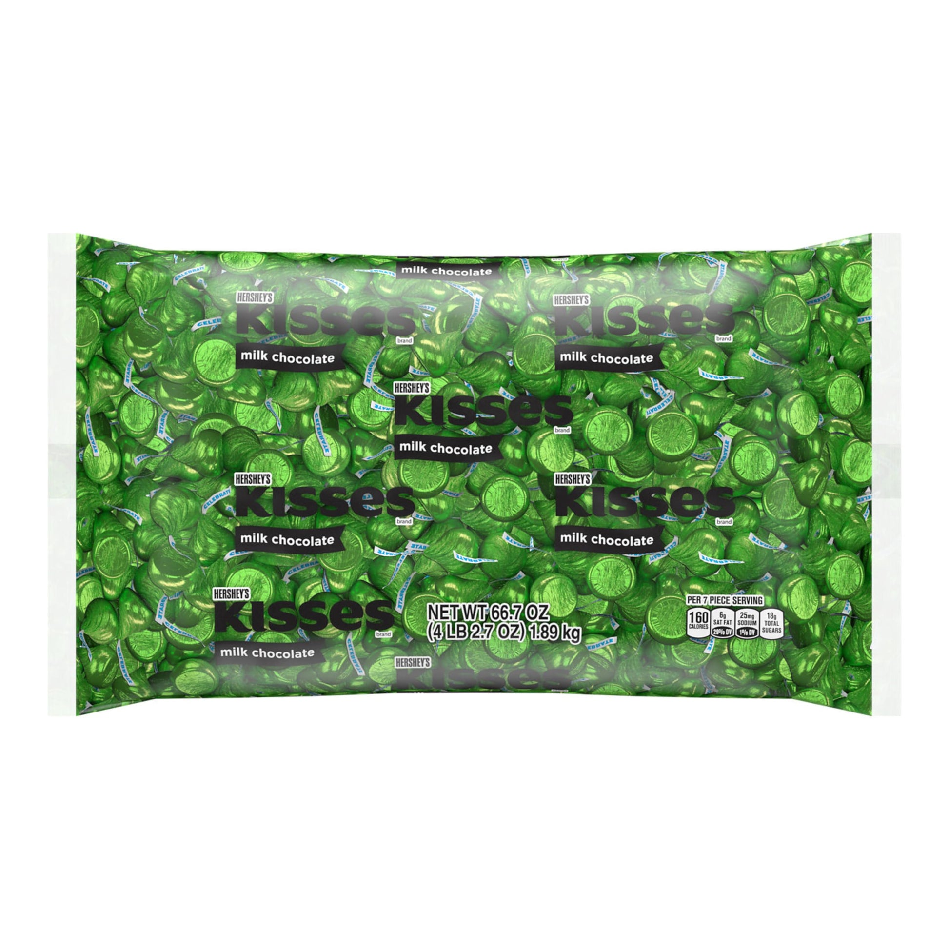 HERSHEYS KISSES Milk Chocolate Candy, Bulk Bag, 66.7 oz, Light Green Kisses, 4.1 Pound (Pack of 1)