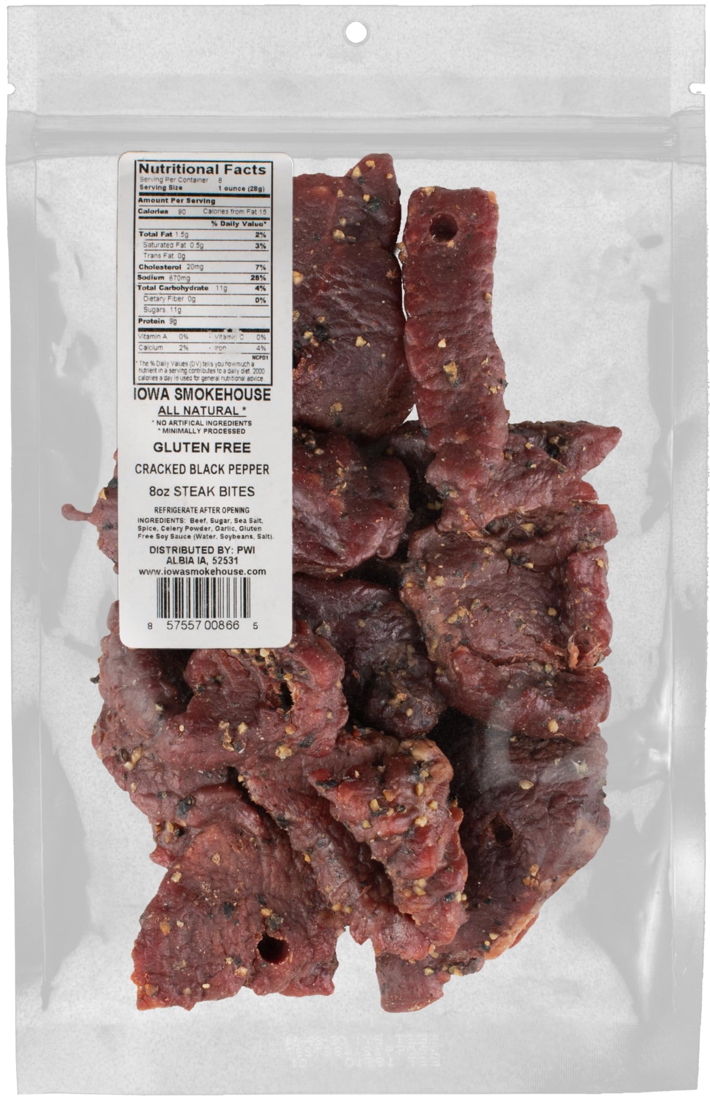 Iowa Smokehouse Steak Bites, Cracked Black Pepper - Tender Nugget Meat Snack - All Natural & Gluten Free - 9G Of Protein, All Us