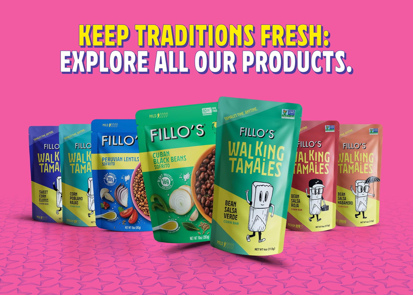 Fillo'S Walking Tamales, Corn Poblano Rajas, Pk Of 7, Ready-To-Eat, Delicious, Gluten-Free, Preservative-Free, Vegan Friendly, M