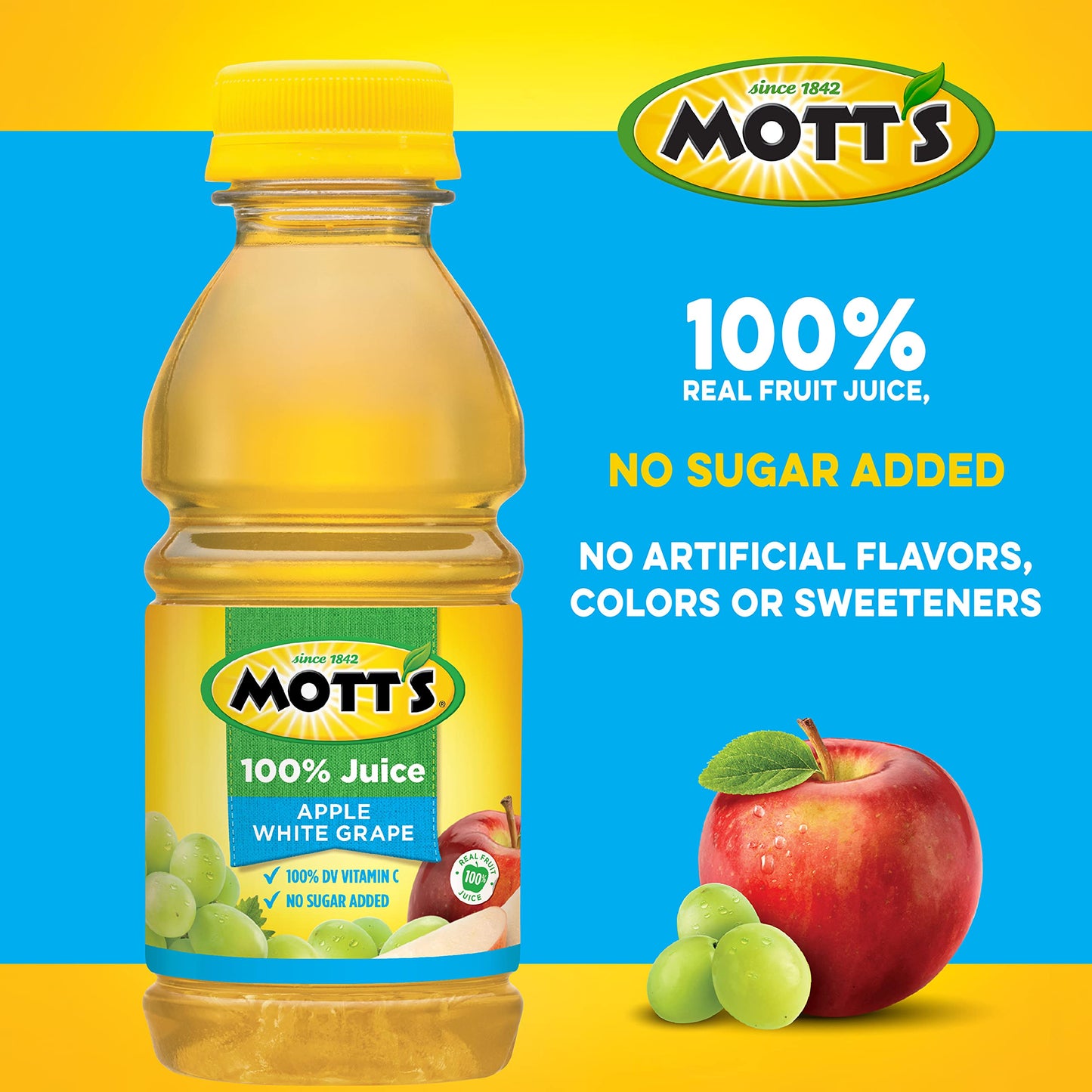 Motts 100% Apple White G  Juice, 8 Fl Oz Bottles, Pack of 24