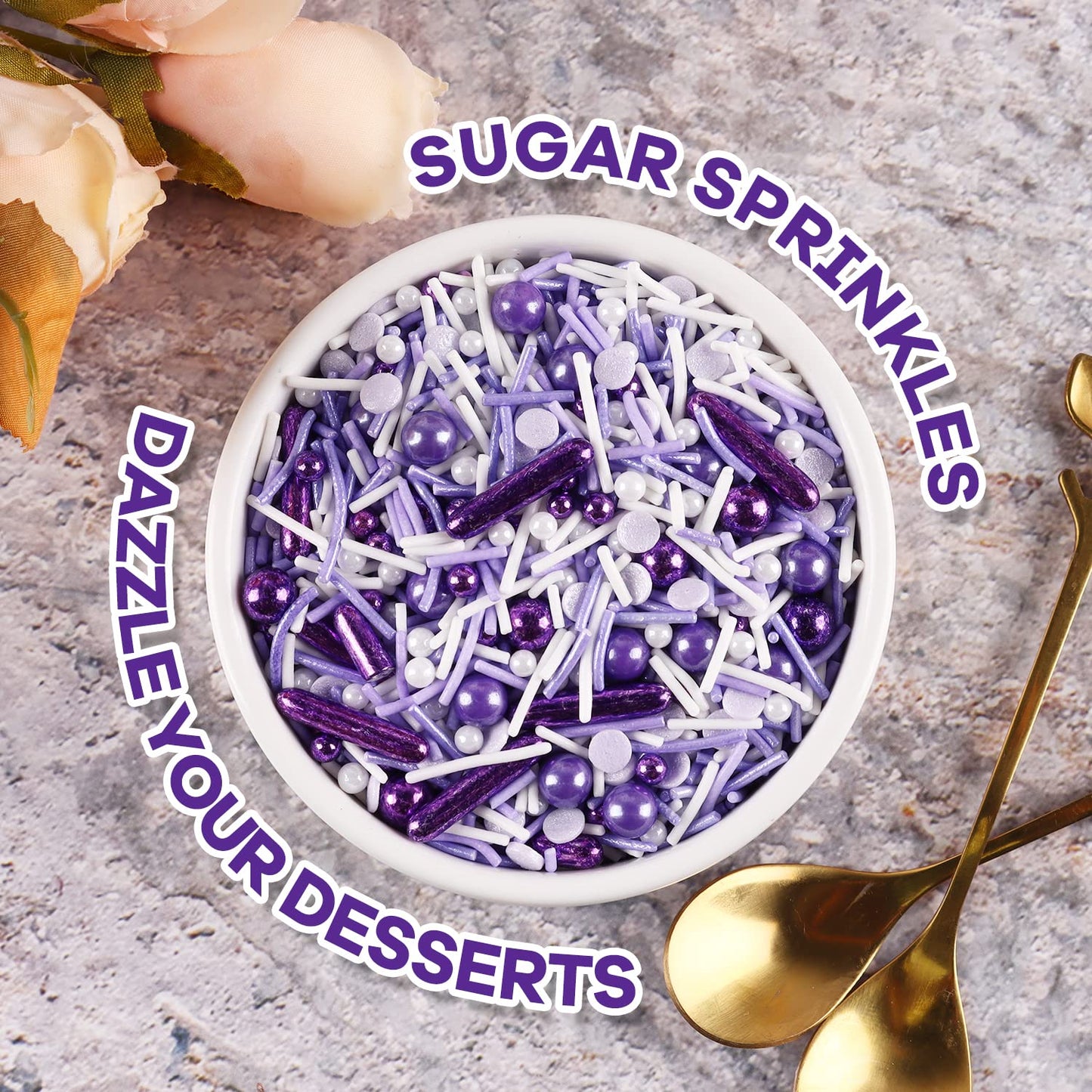Purple Sprinkles For Cake Decorating, Cupcake, Cookies, Ice Cream Topper, Dreamy Purple Cake Sprinkles Baking, Perfect For Birth