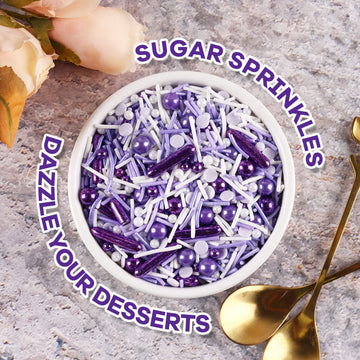 Purple Sprinkles For Cake Decorating, Cupcake, Cookies, Ice Cream Topper, Dreamy Purple Cake Sprinkles Baking, Perfect For Birth