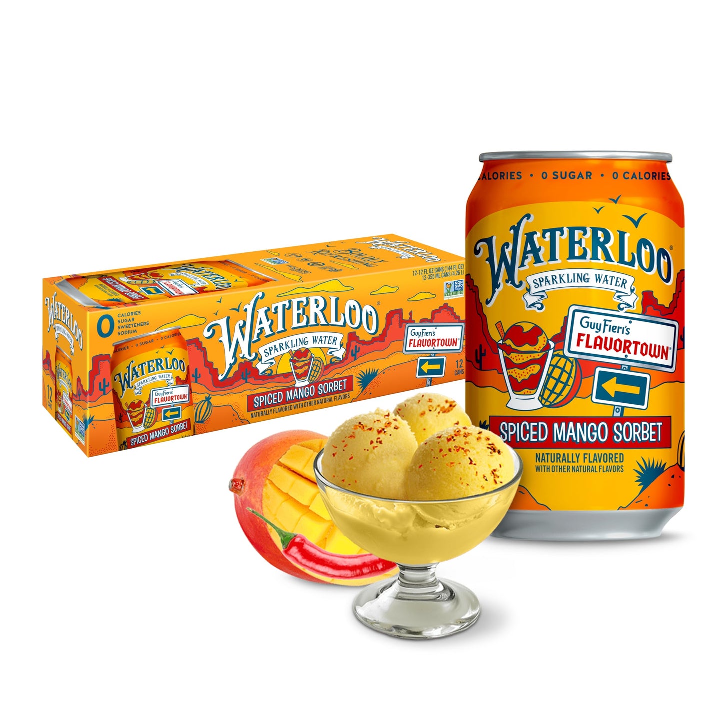 Waterloo Sparkling Water, Spiced Mango Naturally Flavored, 12 Fl Oz Cans (Pack of 12) - Zero Calories and Zero Sugar or Sweetene