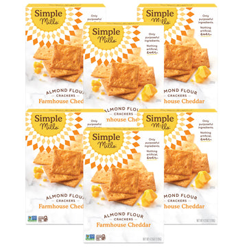 Simple Mills Farmhouse Cheddar Almond Flour Crackers, Gluten Free, Flax Seed, Sunflower Seed, Corn Free, Great for Snacking, Mad