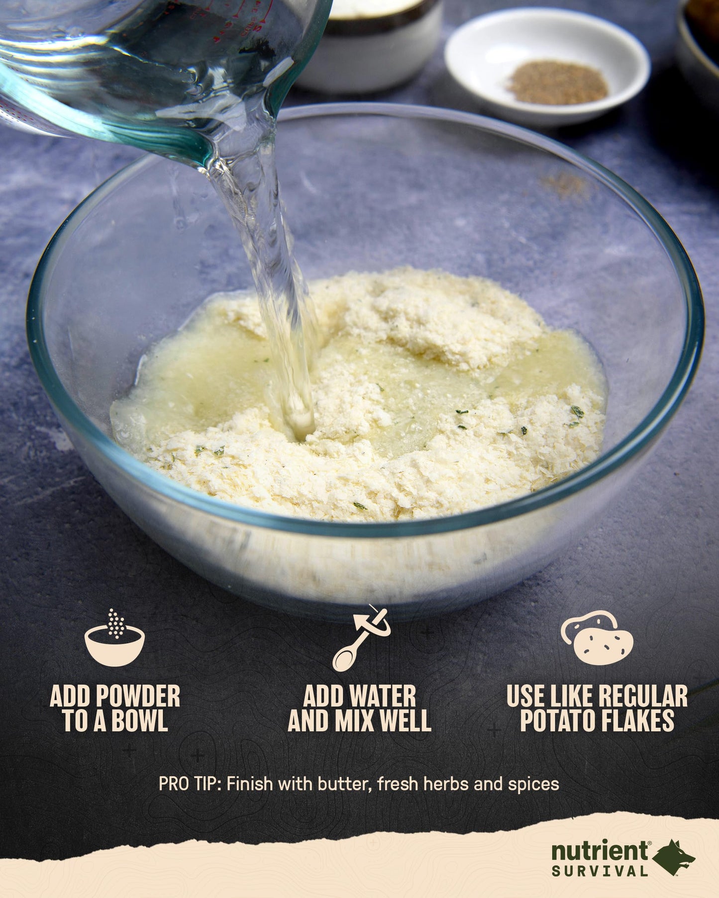 Nutrient Survival Potato Flakes, Powdered Vitamin Potato (30 Servings) For Mashed Potatoes, Soups, Emergency Food Supply & Campi