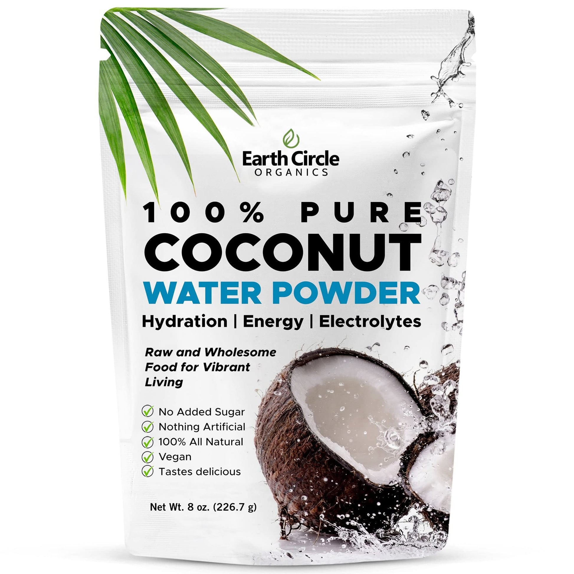 Earth Circle Organics Coconut Water Powder - Hydration Supplement, Vegan, Gluten Free, 8oz