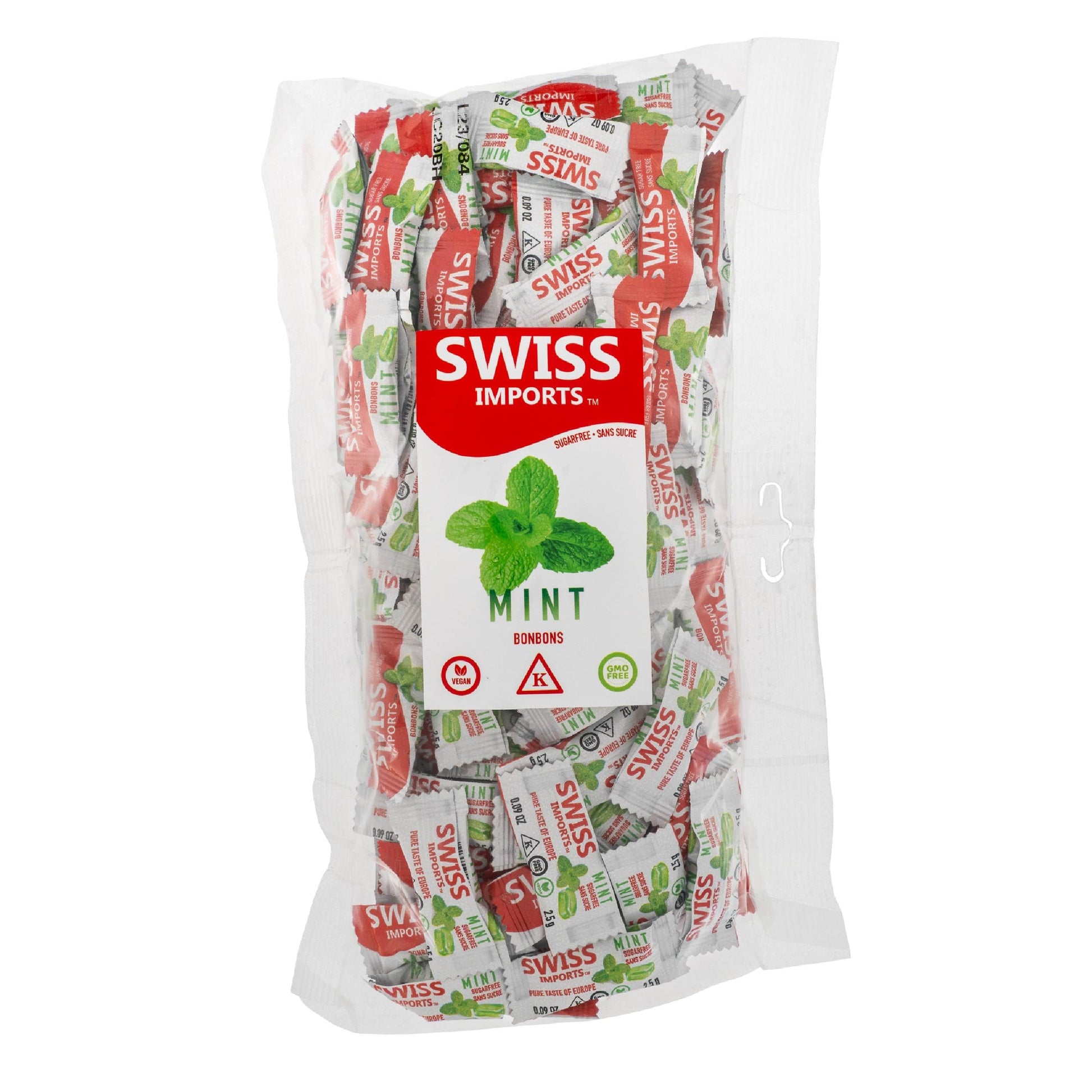 Swiss Imports Sugar Free Bonbons Hard Candy Drops, Mint, 100 Individually Wrapped Pieces, 250g/8.8oz