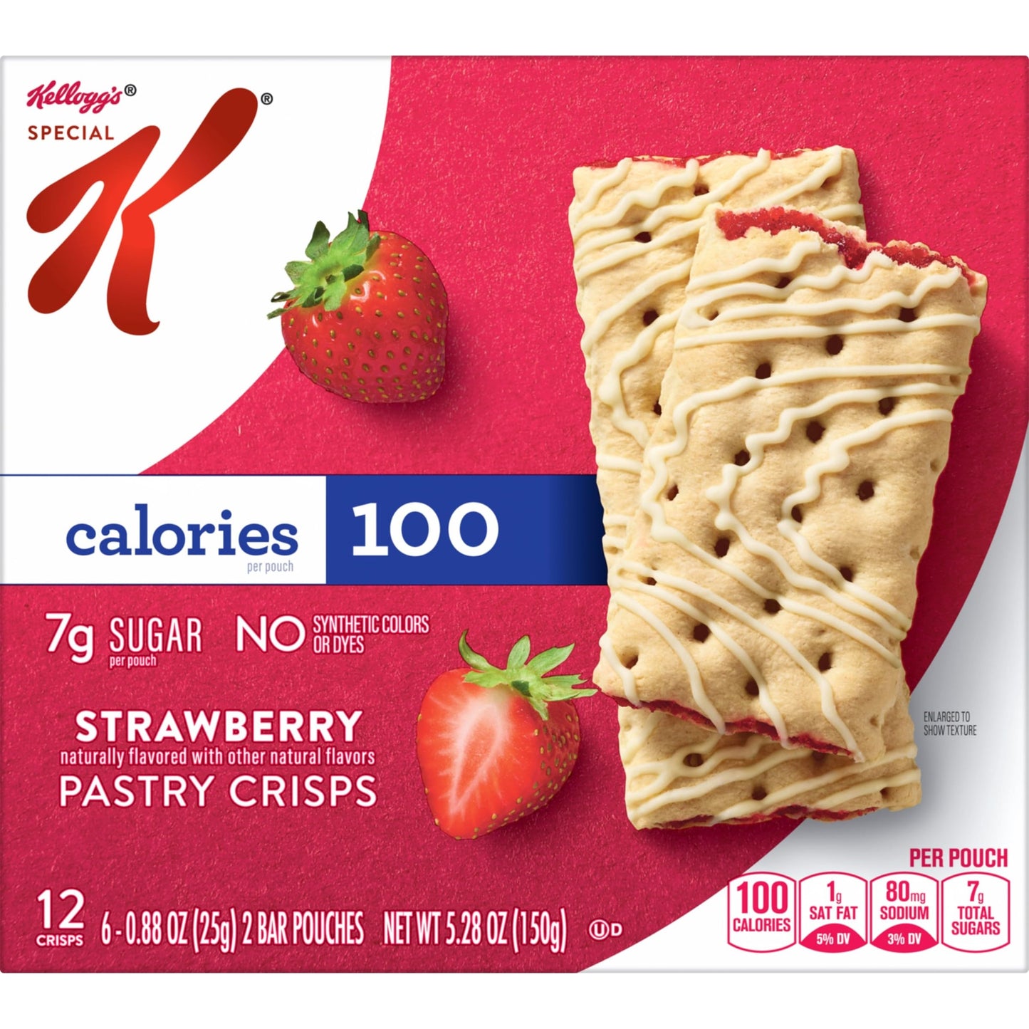 Special K Bar Pastry Crisps  100 Calorie Snacks  Breakfast Bars  Strawberry  5.28oz Box (12 Crisps)
