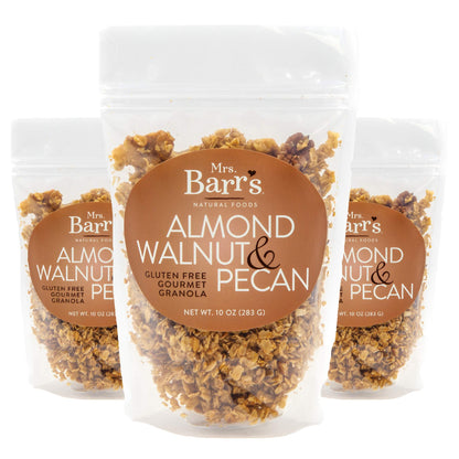 Mrs. Barrs Natural Foods Granola | Almond, Walnut & Pecan | Certified Organic Gluten Free Oats | Soft Texture | Small Batch | Go