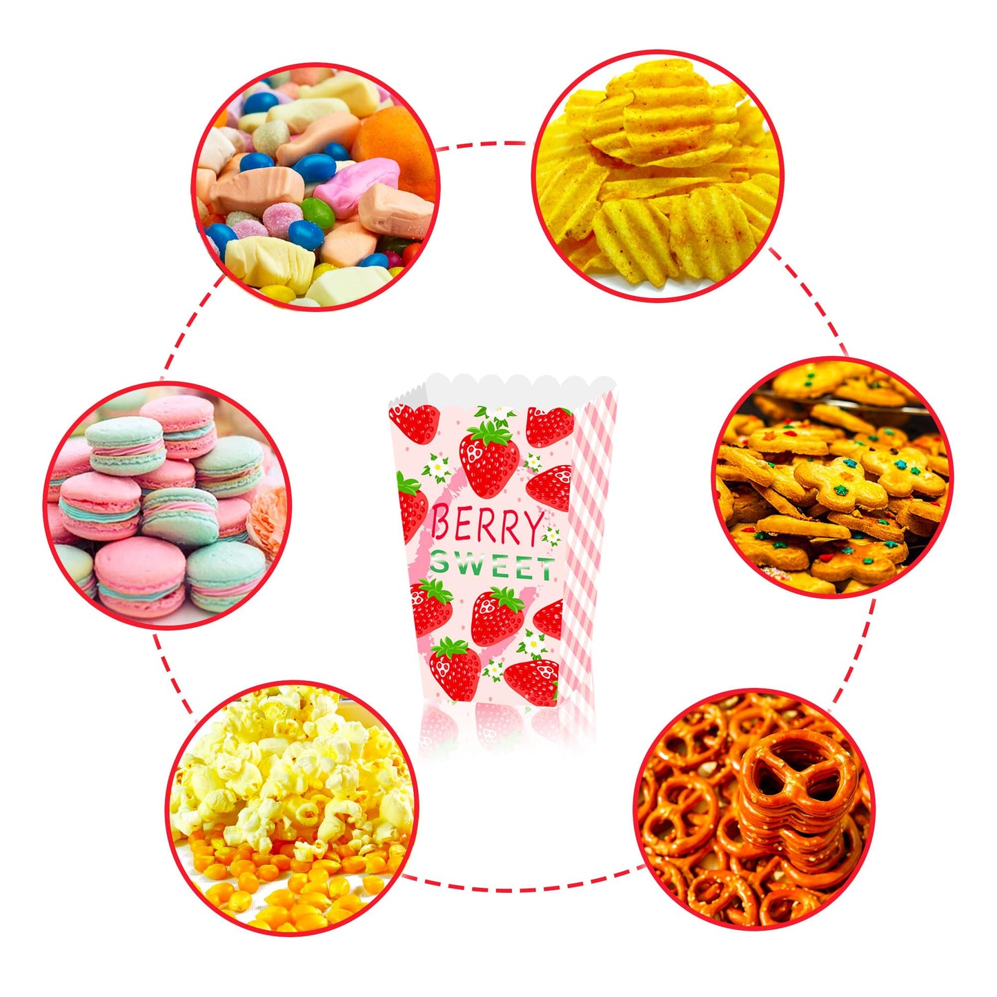 Jevenis 12 Pcs Strawberry Party Favor Popcorn Boxes Summer Strawberry Boxes Goodies Boxes Treat Box For Berry One Strawberry Bir