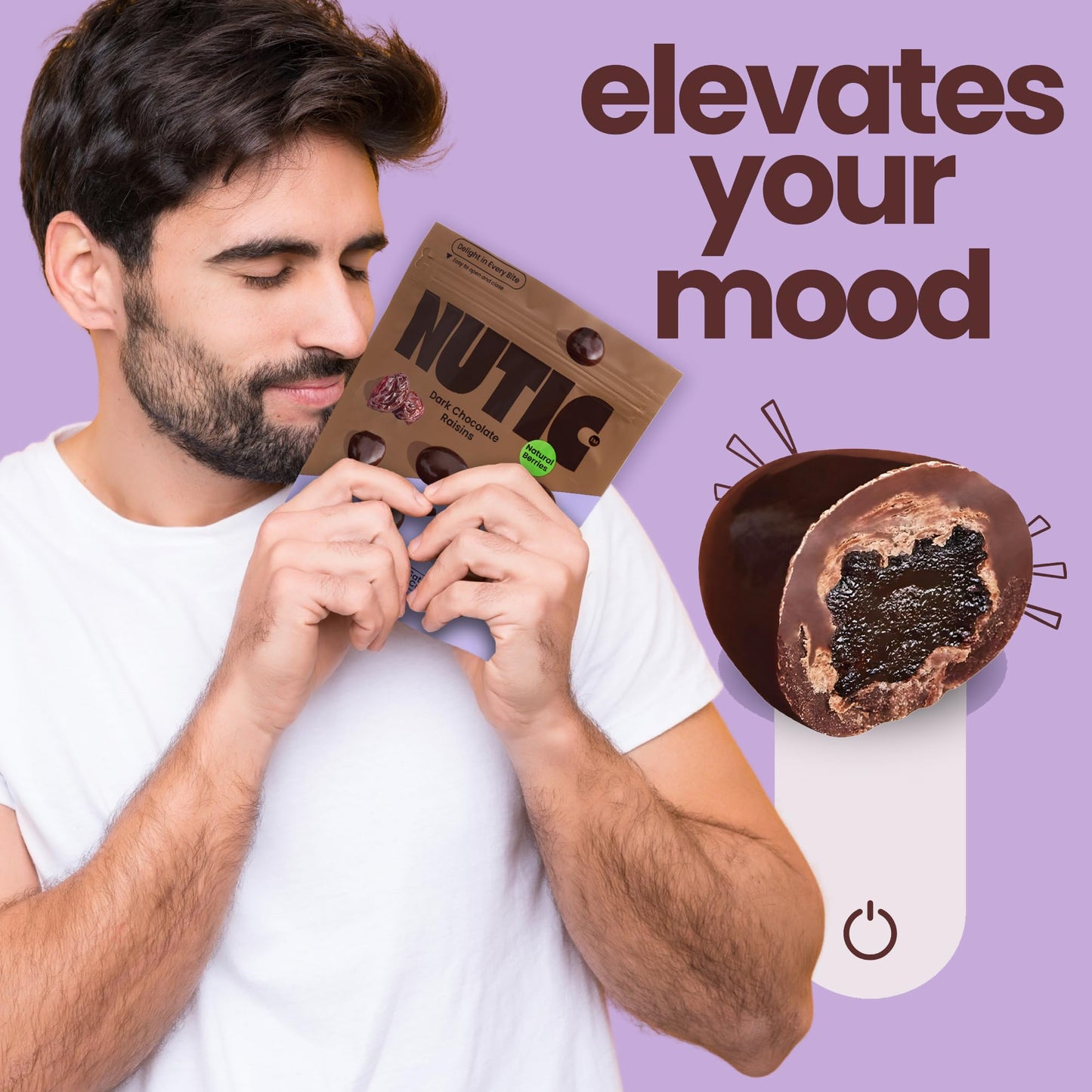 Nutic Gourmet Chocolate Covered Raisins - Dark Chocolate, Bulk Bag Of Candy Snacks, Perfect For Movies, Bites Of Raisins & Choco