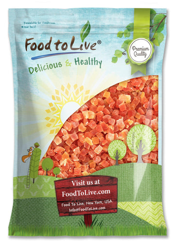 Food to Live Dried Diced Papaya, 15 Pounds Kosher, Vegan, Sweetened, Unsulfured, Bulk