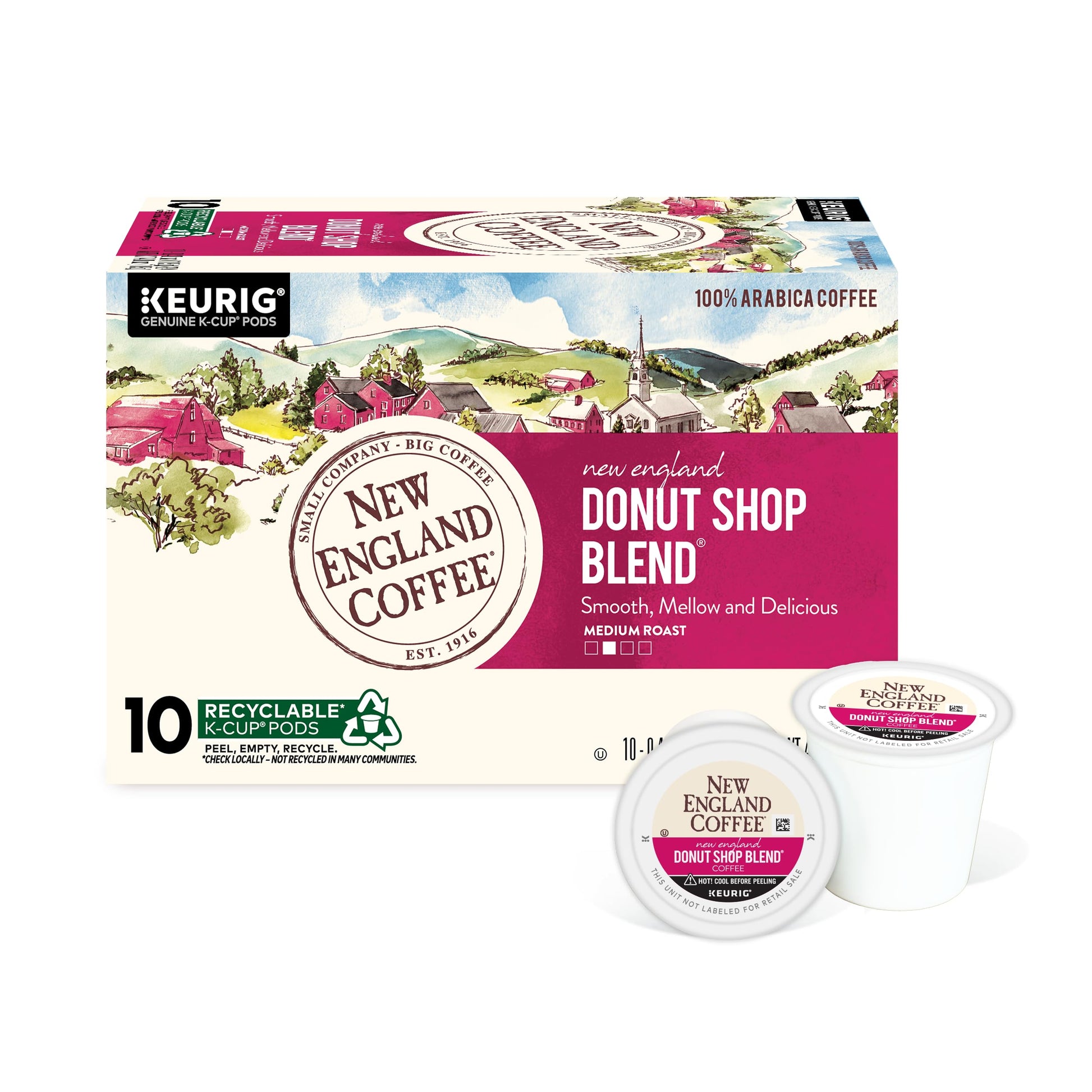 New England Coffee Donut Shop Blend Light Roast Single Serve Pods  10Ct Box (Pack Of 1)