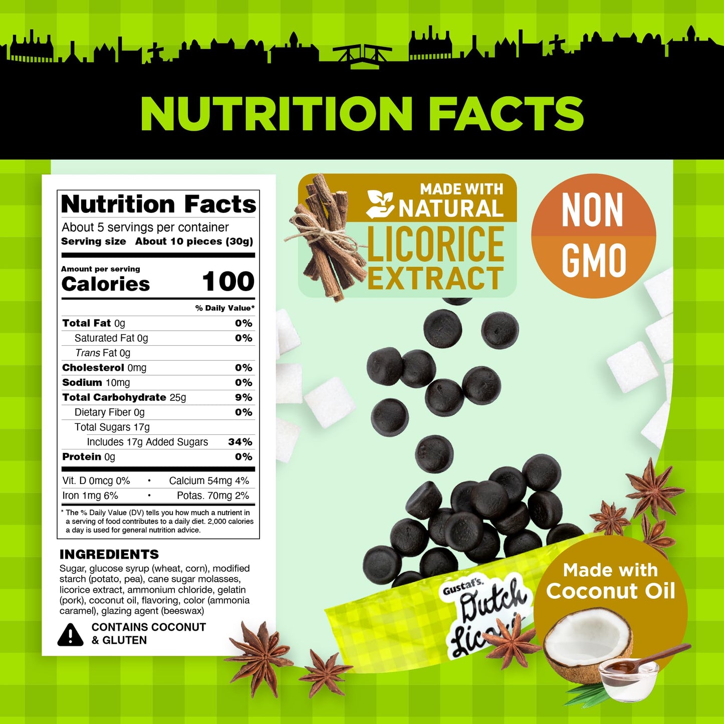Gustafs Dutch Licorice Drops, 5.2-Ounce Bags, Pack of 12, Black
