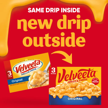 Velveeta Shells & Cheese Original Shell Pasta & Cheese Sauce Meal (3 ct Pack, 12 oz Boxes) (Pack of 2)