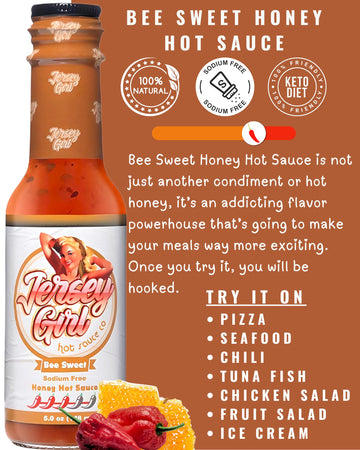Jersey Girl (Bee Sweet Honey Hot Sauce) Trinidad Scorpion & Ghost Pepper - No Sodium/Salt Free