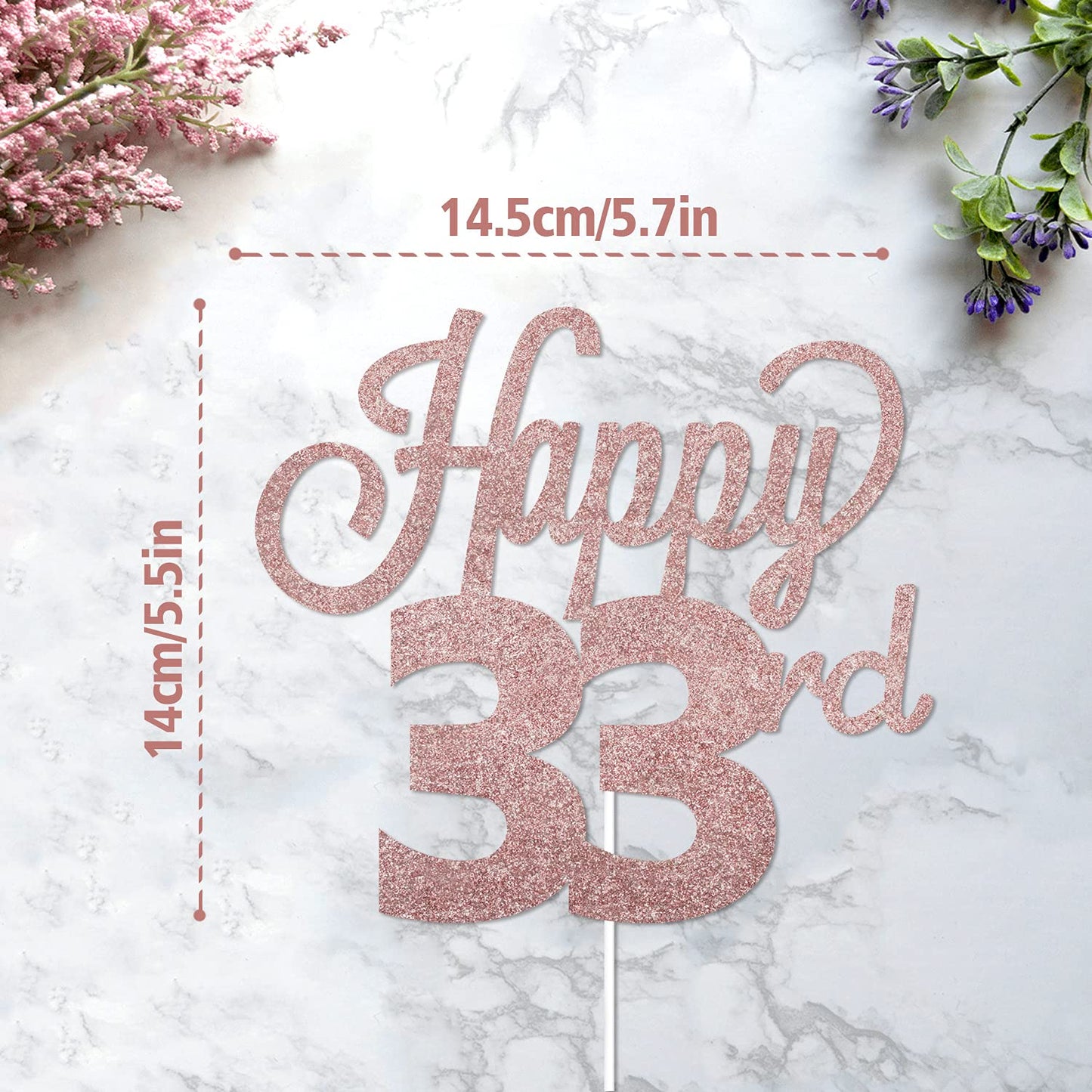 Lingteer Happy 33Rd Birthday Cake Topper - Cheers To 33Rd Birthday 33 Years Old Birthday Party Cake Decorations Sign.