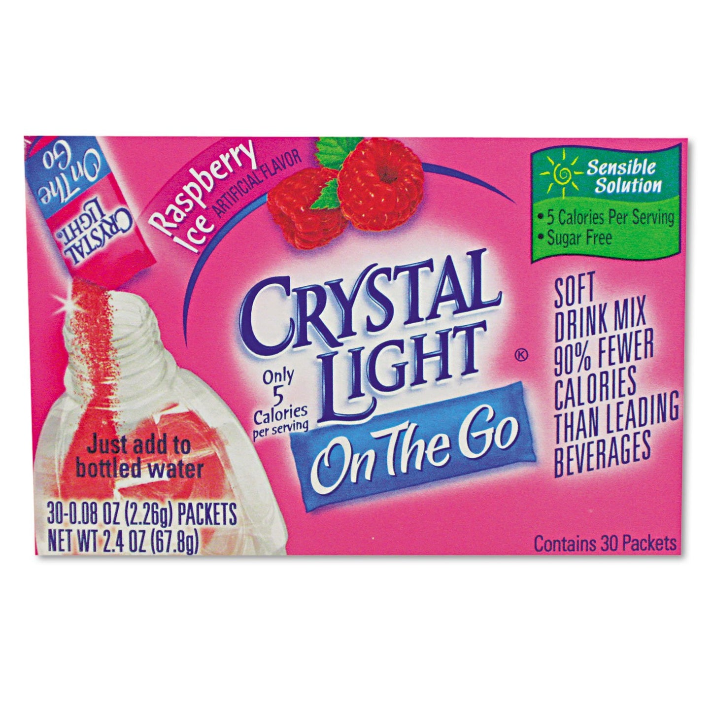 Crystal Light 79800 Flavored Drink Mix, Raspberry Ice, 30 .08oz Packets/Box