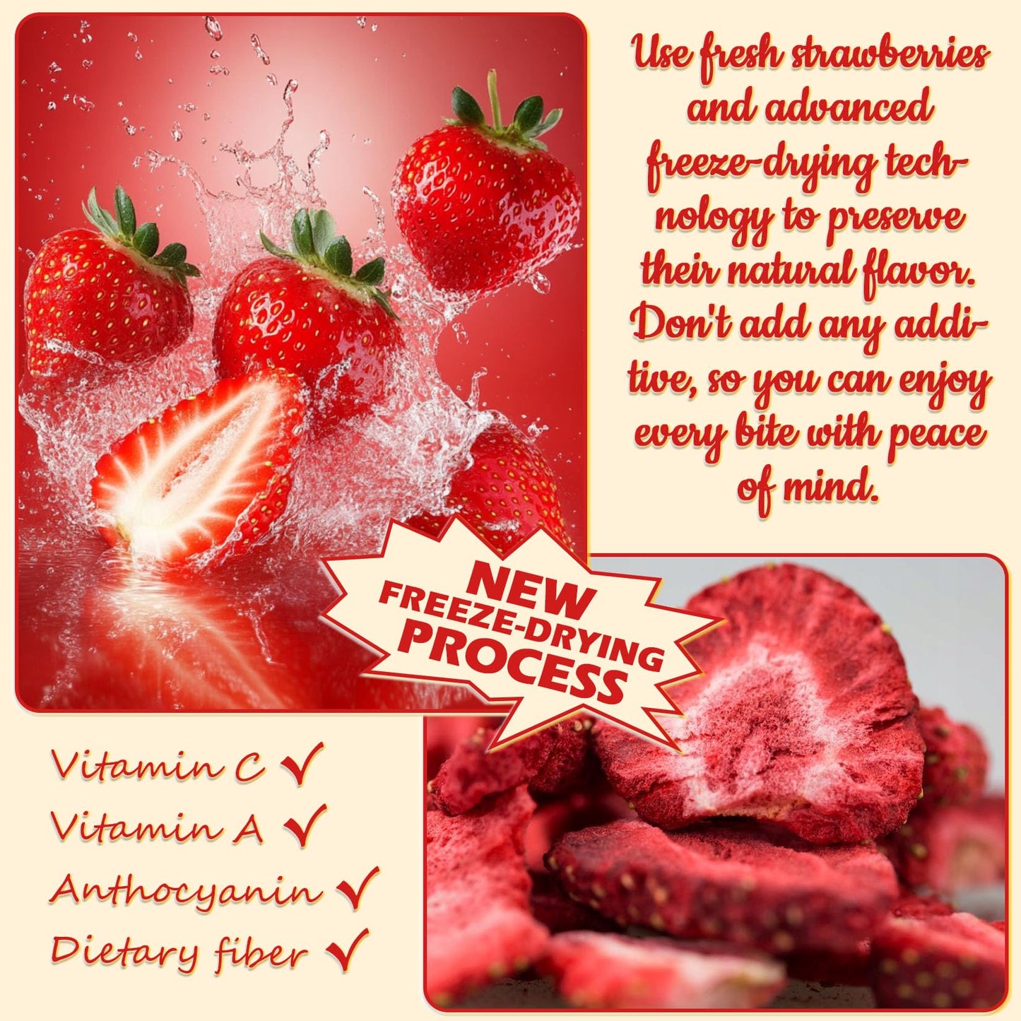 ERCorArt Strawberry Powder - 100% Pure Freeze Dried Fruit Powder, Vegan, Natural Food Coloring, 3oz, Pink