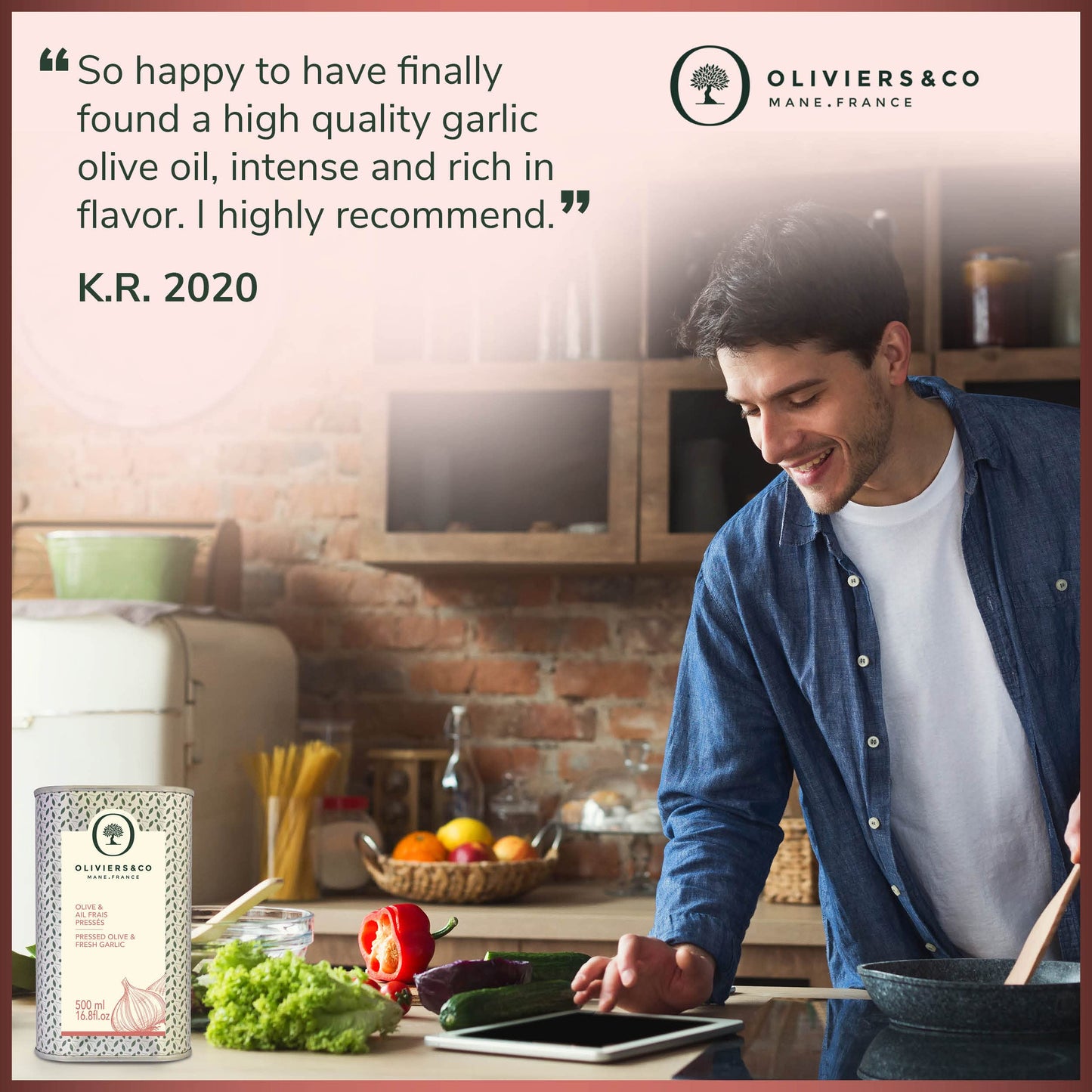 Fresh Garlic Olive Oil By Oliviers & Co. | Cold Pressed Extra Virgin Olive Oil | Everyday And Cooking Evoo From Italy | Gourmet
