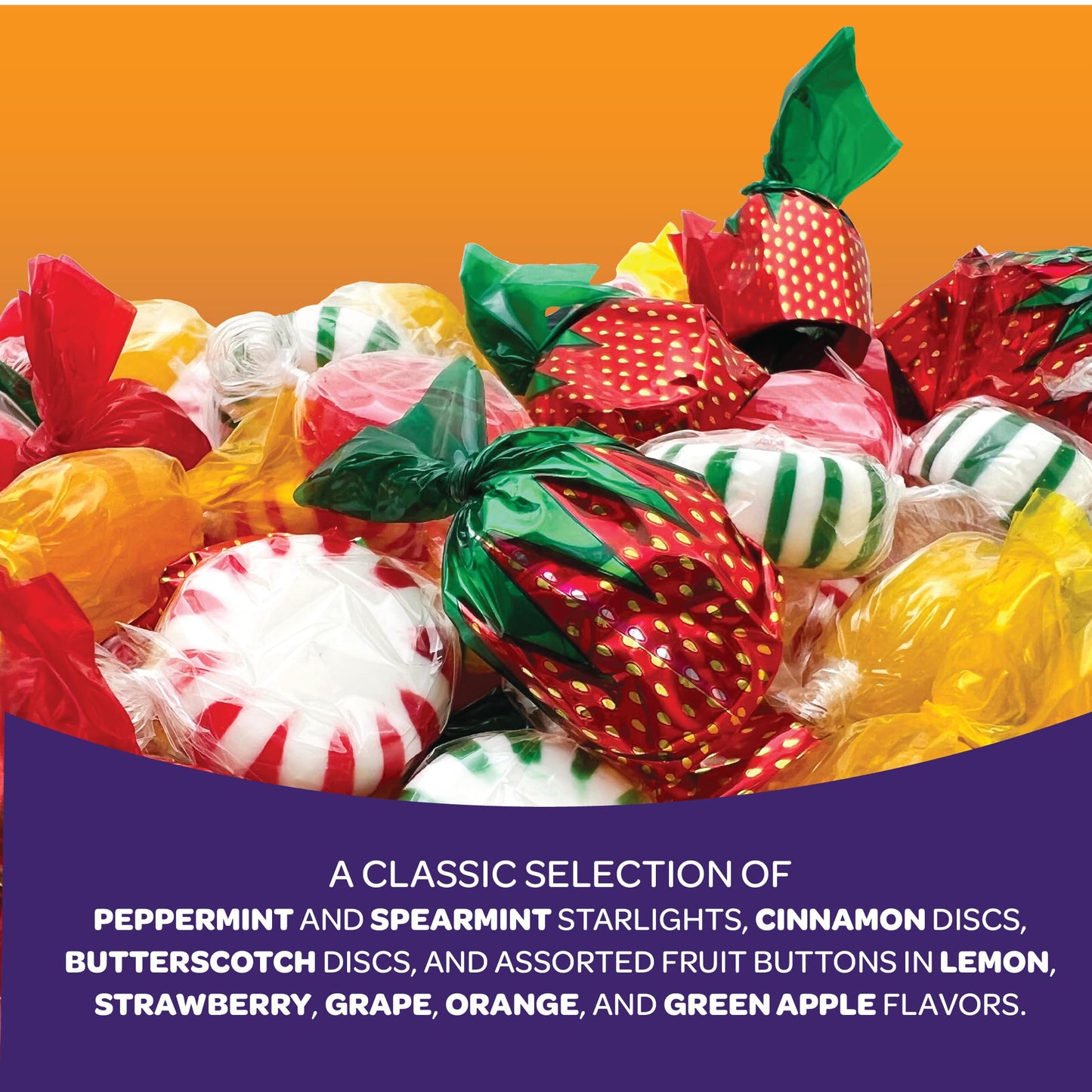 Old-Fashioned Hard Candy Assortment - Bulk Pack 3 Pounds (About 225 Count) - Strawberry Bon Bons, Cinnamon, Butterscotch, Fruit