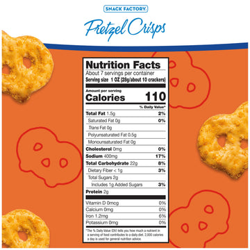 Snack Factory Buffalo Wing Pretzel Crisps, Non-GMO, 7.2 OZ Resealable Bag