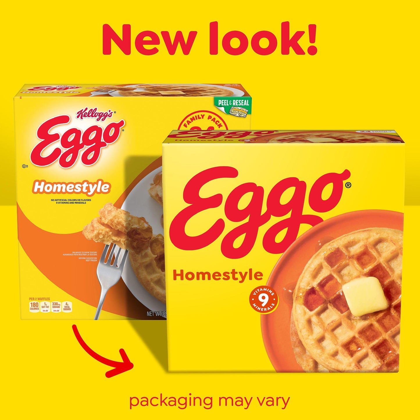 Eggo Frozen Waffles, Frozen Breakfast, Breakfast Food, Family Pack, Homestyle, 29.6oz Box (24 Waffles)