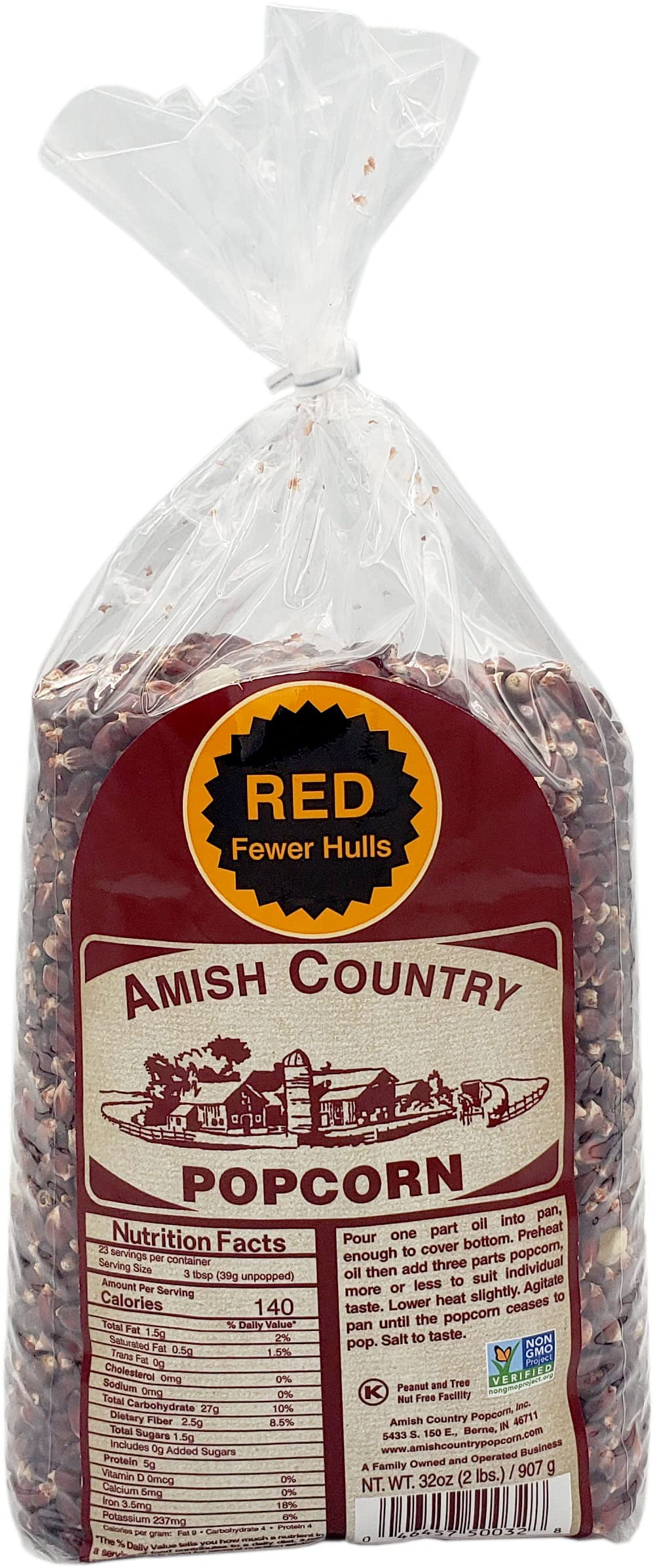 Amish Country Popcorn | 2 Lbs Bag | Red Popcorn Kernels | Old Fashioned, Non-Gmo And Gluten Free (Red - 2 Lbs Bag)