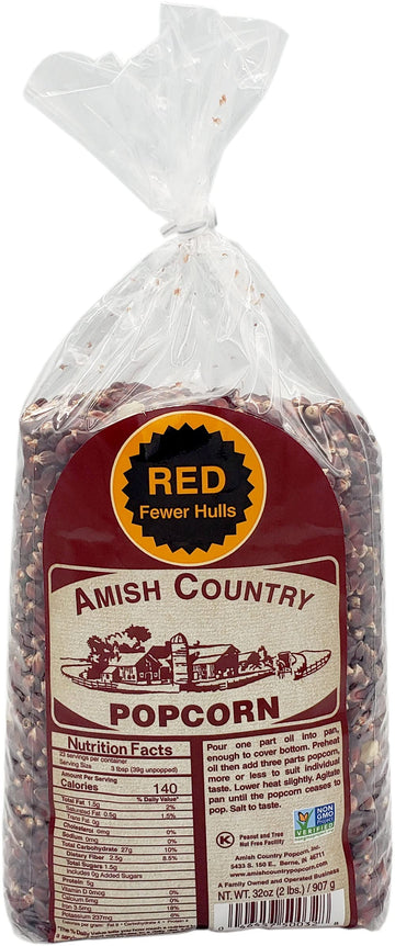 Amish Country Popcorn | 2 Lbs Bag | Red Popcorn Kernels | Old Fashioned, Non-Gmo And Gluten Free (Red - 2 Lbs Bag)