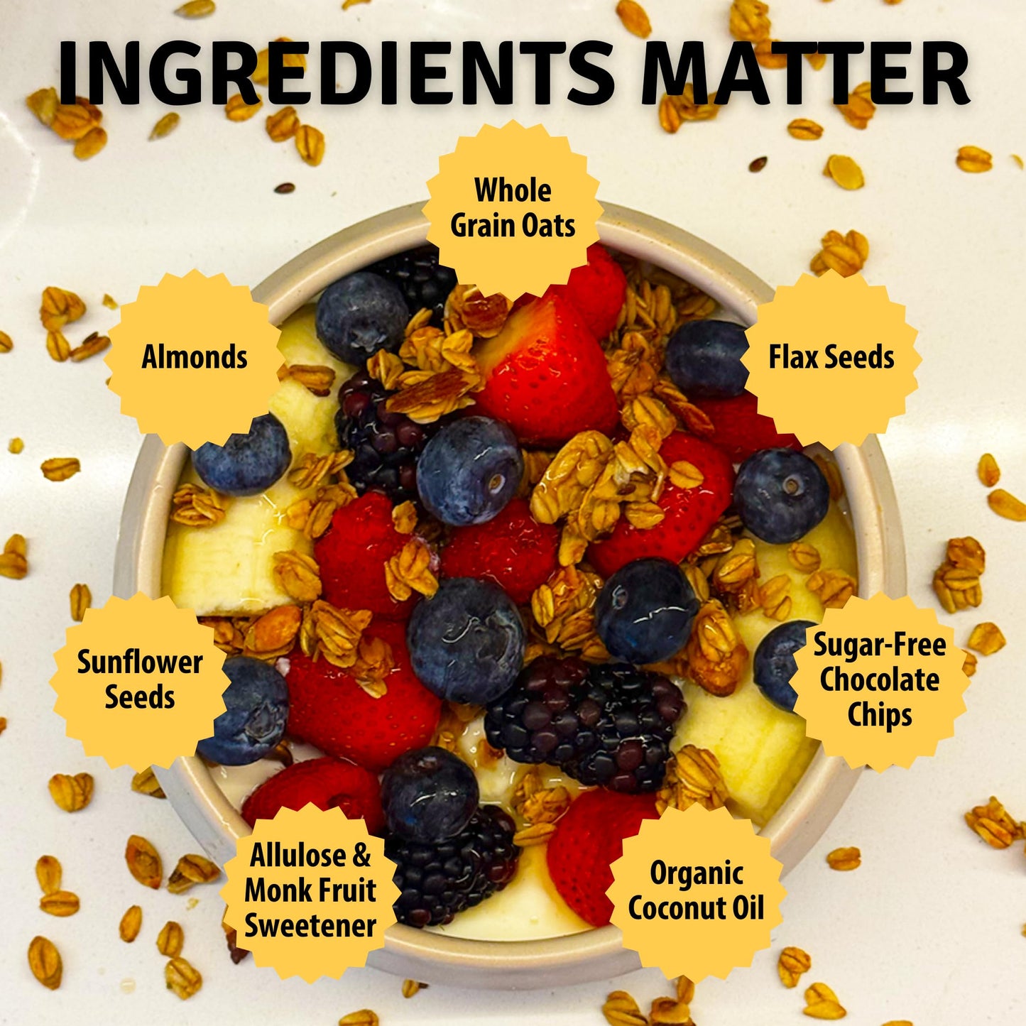 Mycerealmix Sugar Free Double Chocolate Chip Granola - Vegan, Gluten Free Cereal - Monk Fruit & Allulose Sweetened - Diabetic Fr