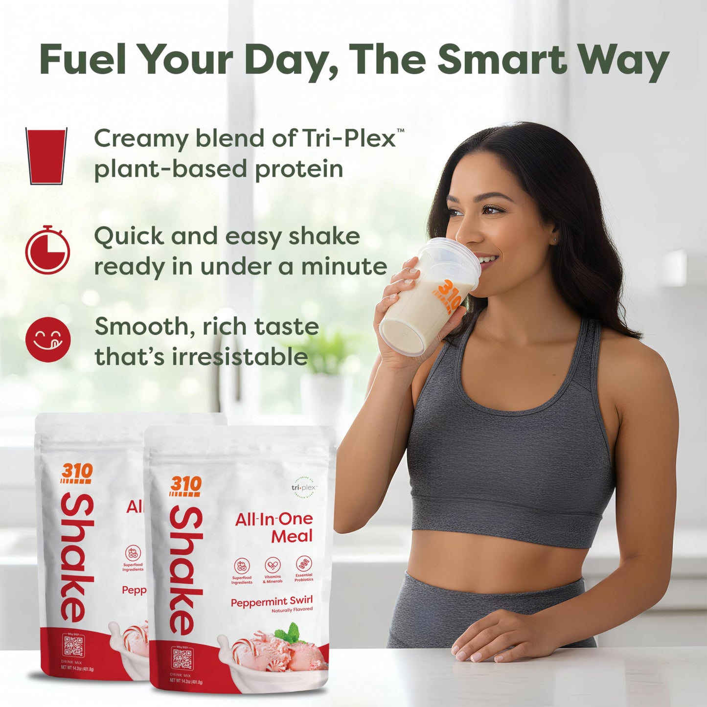 310 Nutrition All-in-One Meal Replacement Shake - Plant-Based Protein Powder with Triplex Proteins, Probiotics, Digestive Enzyme
